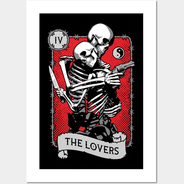 The Lovers Tarot Card Occult Urban Astrology RED Wall Art by Grandeduc